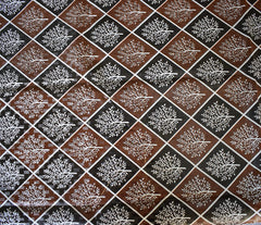 Heart Home Leaf Printed PVC 6 Seater Dinning Table Cover, Protector with White Lace Border, 60"x90" (Black & Brown)