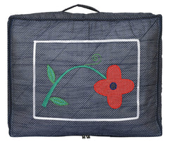 Kuber Industries Dot Printed Saree Cover 1 Bag for 12 Sarees, 12 Flap Sarees Bag Wedding Collection (Navy Blue)