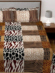 Heart Home Stone Print Glace Cotton Double Bedsheet with 2 Pillow Covers (Black & Brown) (HS_36_HEARTH019546)
