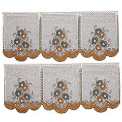 Kuber Industries Flower Design 6 Piece Cotton 5 Seater Sofa Cover Set - 70.07"x29.13", Brown