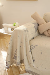 Kuber Industries Decorative Chenille Sofa Throw|Throw for Sofa, Bed & Couch|Ideal for Indoor & Outdoor 70x90 Inches (Off White)