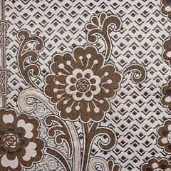 Kuber Industries CTKTC013570 Flower Design Cotton 5 Seater Sofa Cover Set (Brown, Standard) - 6 Pieces