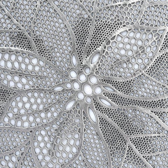 Heart Home Cutwork Design Soft Leather 6 Pieces Dining Table Hexagon Round Placemat Set (Silver) HEART614,Standard