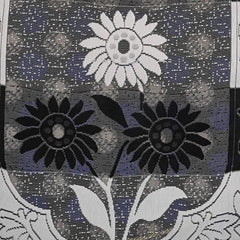 Kuber Industries Flower Design Cotton 5 Seater Sofa Cover Set with 6 Pieces Arms Cover and 1 Center Table Cover (Set of 17, Black, Standard)