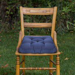 Heart Home 2 Pieces Cotton Decorative Fabric Chairpad/Back Support/Seat Cushion and Handmade Quilting, 14" x 14" Inch (Navy Blue) HEART926