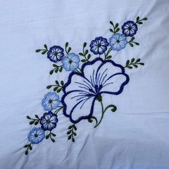 Kuber Industries Embroidered Design Cotton Pillow Cover Set CTKTC40265-200TC, 17x27 Inches, 4 Piece (Blue)