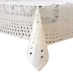 Kuber Industries Flower Design Shining Cotton 4 Seater Center Table Cover 60"x40"(Cream) CTKTC34015