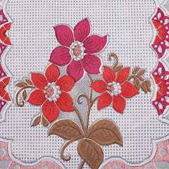 Kuber Industries Flower Cotton 7 Piece 5 Seater Sofa Cover with Center Table Cover (White and Pink) - CTKTC022290