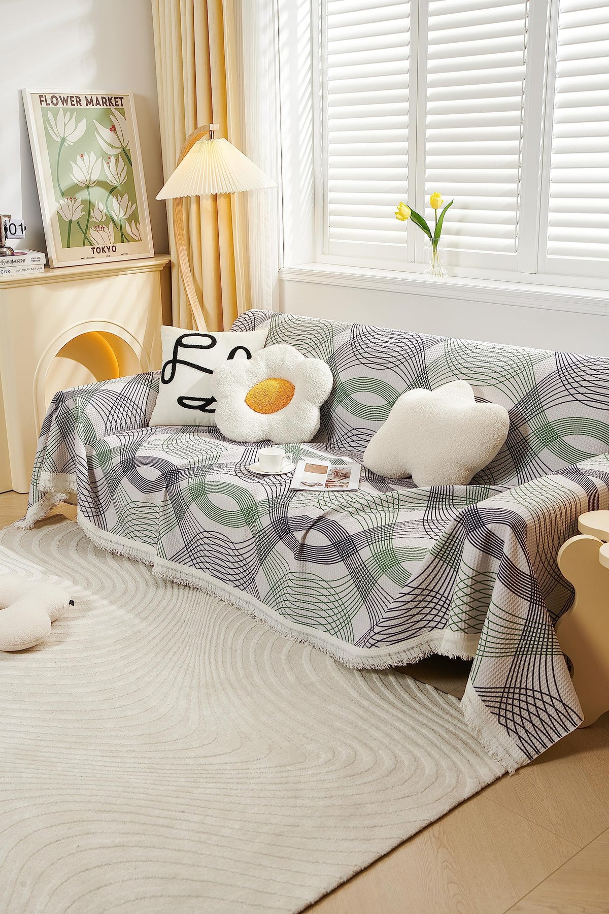 Kuber Industries Decorative Chenille Sofa Throw|Throw for Sofa, Bed & Couch|Ideal for Indoor & Outdoor 70x51 Inches (Multi)