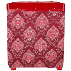 Kuber Industries Floral Design Cotton Top Load Semi Automatic Washing Machine Cover (Maroon)-CTKTC14401