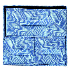 Kuber Industries Lehariya Printed Multiuses Non-Woven Foldable Organizer Box With 3 Drawers- Pack of 2 (Blue)-HS43KUBMART26843