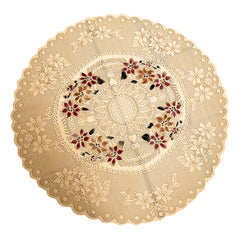 Heart Home Flower Printed Round Table Cover, 40"x40" (Cream)-44HH0121