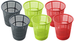 Kuber Industries Plastic 6 Pieces Mesh Dustbin Garbage Bin for Office use, School, Bedroom, Kids Room, Home, Multi Purpose, 5 Liters (Grey & Green & Red)-KUBMART364, Standard