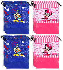 Kuber Industries Disney Print 12 Piece Non Woven Travel Shoe Cover, String Bag Organizer (Royal Blue & Pink) -HS_35_KUBMARTS18059