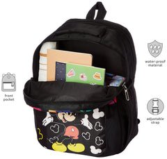 Kuber Industries Disney Mickey Mouse Print 14 inch Waterproof Polyster School Bag/Backpack for Kids (Black)