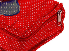 Heart Home Cotton Multipurpose 7 Pocket Dot Printed Jewellery Storage Bag Pouch/Travel Kit Organizer (Green & Red)-Pack of 2-HHEART15457
