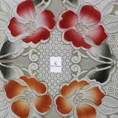 Kuber Industries Floral Cotton Center Table Cover for 4 Seater - Cream (KI3556)