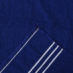 Heart Home Three Stripes Design Super Absorbent Cotton Hand Towel|Face Towel for Men,Women & Kids,Pack of 2 (Blue)