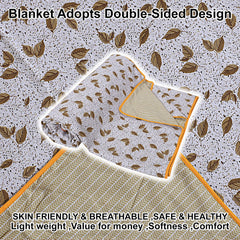 Kuber Industries Cotton Soft Lightweight Leaves Design Reversible Single Bed Dohar | Blanket | AC Quilt for Home & Travel (Yellow)