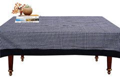 Kuber Industries Checkered Design Cotton 4 Seater Center Table Cover 60"x40"(Black) - CTKTC040113
