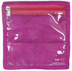 Kuber Industries Brocade Fabric Jewellery Box/Organizer with 10 Transparent Pouches (Red & Pink)-Pack of 2-KUBMART15353