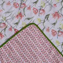 Kuber Industries Cotton Soft Lightweight Tropical Plant Design Reversible Single Bed Dohar | Blanket | AC Quilt for Home & Travel (Pink)