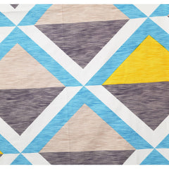 Heart Home Glace Cotton Triangle Design Double Bedsheet with 2 Pillow Covers,90x100,(Multicolor)