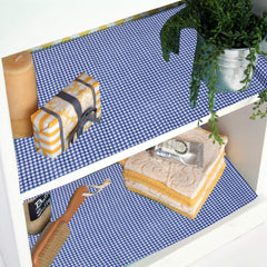 Kuber Industries Checkered Design PVC Wardrobe Kitchen Drawer Cupboard Cabinet Shelf Mat, Shelf Liner 10 Mtr (Blue), Polyvinyl Chloride