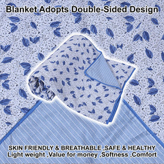 Kuber Industries Cotton Soft Lightweight Leaf Design Reversible Single Bed Dohar | Blanket | AC Quilt for Home & Travel (White)