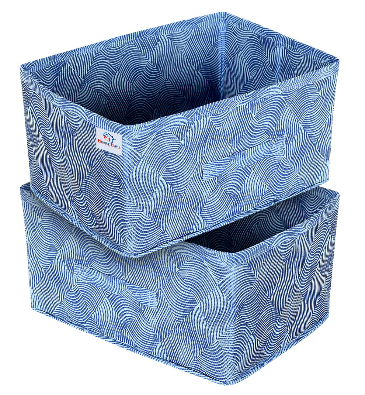 Heart Home Laheriya Print Non Woven Fabric Modular Closet Organizer Box with Handle for Cube Storage Units in Closet, Bedroom to Hold Clothing,T-Shirts,Leggings, Accessories (Blue)-HHEART15985