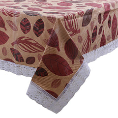 Kuber Industries Leaf Design PVC 6 Seater Dining Table Cover - Brown, Standard (CTKTC05455)