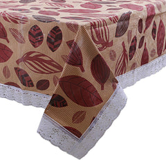 Kuber Industries Leaf Design 6 Seater Dining Table Cover (Brown, 54"x78") Polyvinyl Chloride (PVC),Rectangular,Pack of 1