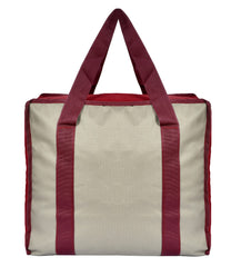 Kuber Industries Small Size Canvas Shopping Bags for Carry Milk Grocery Fruits Vegetable with Reinforced Handles jhola Bag (Maroon & Grey)