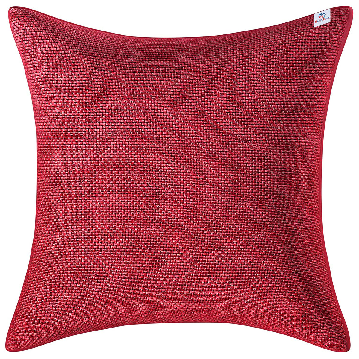 Heart Home Jute Blend Decorative Square Throw Pillow Cover Cushion Covers Pillowcase, Home Decor Decorations for Sofa Couch Bed Chair 24x24 Inch- (Maroon)