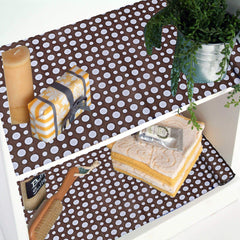 Kuber Industries Dots Design PVC Wardrobe Kitchen Drawer Shelf Mat 10 Mtr (Brown) (CTKTC024275)