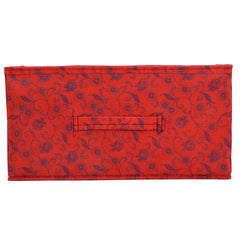 Kuber Industries Metalic Floral Print Non Woven Fabric 3-Replacement Drawer Storage and Cloth Organizer Unit for Closet (Red)-KUBMART3492