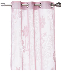 Heart Home Cotton 2 Pieces 7 Feet Eyelet Door Curtain (Pink) CTHH02990
