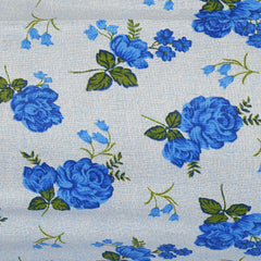 Heart Home Set of 4 Flower Design Soft & Smooth Cotton Bolster Cover 16 x 30 inch (Blue)