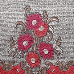 Kuber Industries Flower Design 6 Piece Cotton 5 Seater Sofa Cover Set - 70.07"x29.13", Magenta