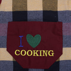 Kuber Industries Checkered Design Cotton Waterproof Kitchen Apron with Front Pocket (Maroon) - CTKTC40373
