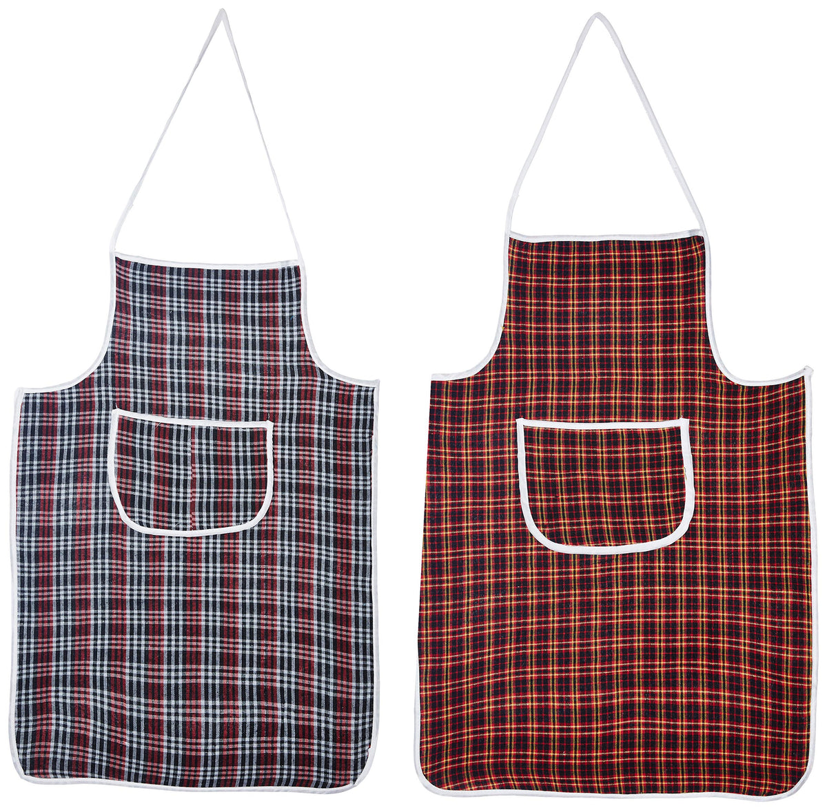 Kuber Industries Cotton 2 Piece Kitchen Apron with Front Pocket Set - Multicolour