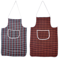 Kuber Industries Cotton 2 Piece Kitchen Apron with Front Pocket Set - Multicolour