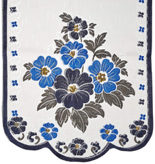 Kuber Industries Flower 6 Piece Cotton Sofa Cover Set - Blue