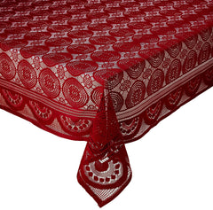 Kuber Industries Center Table Cover|Cotton Center Table Cover for Living Room|Table Cloth for 4 Seater|Traingular Design|Maroon