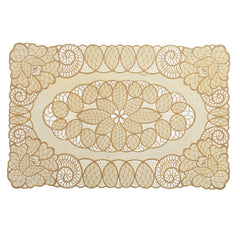 Heart Home Floral Design Virgin Viny Soft Fabric 6 Pieces Dining Table Placemat Set (Cream) HEART0630