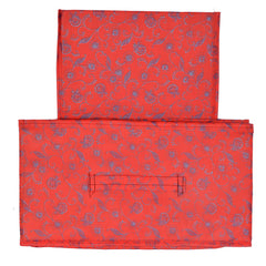 Kuber Industries Metalic Floral Print Non Woven Fabric 3-Replacement Drawer Storage and Cloth Organizer Unit for Closet (Red)-KUBMART3492